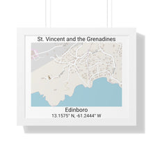 Load image into Gallery viewer, Edinboro St. Vincent and the Grenadines Map Framed Print Poster, City Map Print Poster, Framed Vertical Poster Framed Horizontal Poster