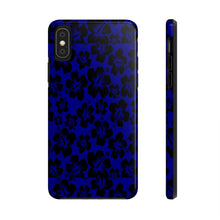 Load image into Gallery viewer, Black Hibiscus on Blue iPhone Tough Phone Cases