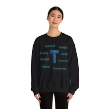 Load image into Gallery viewer, T Alphabet Sweatshirt, Alphabet Initial "T", Mental Health, Motivational, Optimistic Unisex Heavy Blend™ Crewneck Sweatshirt, Self-affirming Sweatshirt