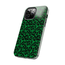 Load image into Gallery viewer, Black Hibiscus on Green iPhone Tough Phone Cases