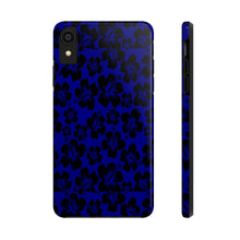 Load image into Gallery viewer, Black Hibiscus on Blue iPhone Tough Phone Cases