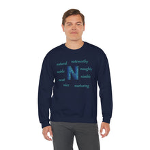 Load image into Gallery viewer, N Alphabet Sweatshirt, Alphabet Initial "N" Unisex Heavy Blend™ Optimistic, Motivational, Mental Health Crewneck Sweatshirt, Self-affirming Sweatshirt
