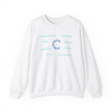 Load image into Gallery viewer, C Alphabet Sweatshirt, Alphabet Initial "C" Unisex Heavy Blend™ Crewneck Optimistic, Motivational, Mental Health Sweatshirt, Self-affirming Sweatshirt