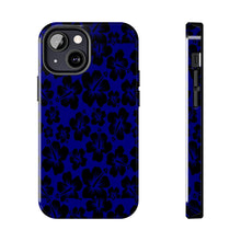 Load image into Gallery viewer, Black Hibiscus on Blue iPhone Tough Phone Cases