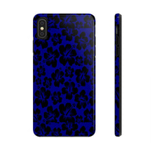 Load image into Gallery viewer, Black Hibiscus on Blue iPhone Tough Phone Cases