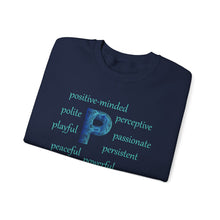 Load image into Gallery viewer, P Alphabet Sweatshirt, Optimistic, Mental Health, Motivational Alphabet Initial "P" Unisex Heavy Blend™ Crewneck Sweatshirt, Self-affirming Sweatshirt