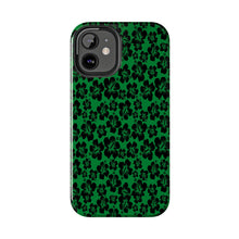 Load image into Gallery viewer, Black Hibiscus on Green iPhone Tough Phone Cases