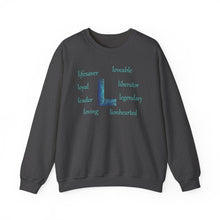 Load image into Gallery viewer, L Alphabet Sweatshirt, Optimistic, Motivational, Mental Health Alphabet Initial "L" Unisex Heavy Blend™ Crewneck Sweatshirt, Self-affirming Sweatshirt