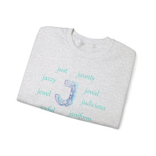 Load image into Gallery viewer, J Alphabet Sweatshirt, Alphabet Initial "J" Unisex Heavy Blend™ Mental Health, Optimistic, Motivational Crewneck Sweatshirt, Self-affirming Sweatshirt