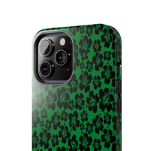 Load image into Gallery viewer, Black Hibiscus on Green iPhone Tough Phone Cases