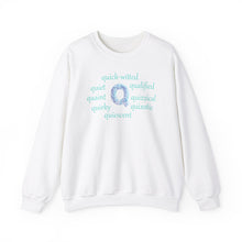 Load image into Gallery viewer, Q Alphabet Sweatshirt, Alphabet Initial "Q" Motivational, Optimistic, Mental Health Unisex Heavy Blend™ Crewneck Sweatshirt, Self-affirming Sweatshirt