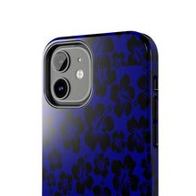 Load image into Gallery viewer, Black Hibiscus on Blue iPhone Tough Phone Cases