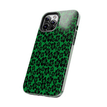 Load image into Gallery viewer, Black Hibiscus on Green iPhone Tough Phone Cases