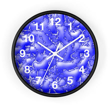 Load image into Gallery viewer, 10 inch round wall clock with a blue cracked lava design.