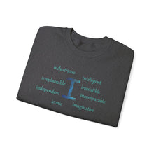 Load image into Gallery viewer, I Alphabet Sweatshirt, Optimistic, Mental Health, Motivational Alphabet Initial "I" Unisex Heavy Blend™ Crewneck Sweatshirt, Self-affirming Sweatshirt