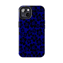Load image into Gallery viewer, Black Hibiscus on Blue iPhone Tough Phone Cases