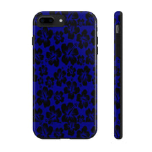Load image into Gallery viewer, Black Hibiscus on Blue iPhone Tough Phone Cases