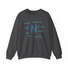 Load image into Gallery viewer, N Alphabet Sweatshirt, Alphabet Initial "N" Unisex Heavy Blend™ Optimistic, Motivational, Mental Health Crewneck Sweatshirt, Self-affirming Sweatshirt