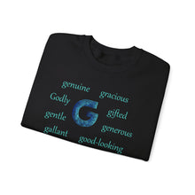 Load image into Gallery viewer, G Alphabet Sweatshirt, Motivational, Optimistic, Alphabet Initial "G", Mental Health Unisex Heavy Blend™ Crewneck Sweatshirt, Self-affirming shirt