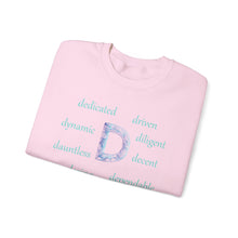 Load image into Gallery viewer, D Alphabet Sweatshirt, Motivational, Alphabet Initial "D" Optimistic, Mental Health Unisex Heavy Blend™ Crewneck Sweatshirt, Self-affirming Sweatshirt