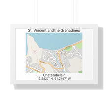 Load image into Gallery viewer, Chateaubelair St. Vincent and the Grenadines Map Framed Print Poster, City Map Print Poster, Framed Vertical Poster Framed Horizontal Poster