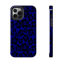 Load image into Gallery viewer, Black Hibiscus on Blue iPhone Tough Phone Cases