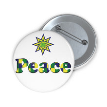 Load image into Gallery viewer, Peace - Checkered St. Vincent and the Grenadines Pattern Pin – Blue, Yellow & Green Lettering