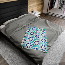 Load image into Gallery viewer, Blue Hexagon Velveteen Plush Blanket