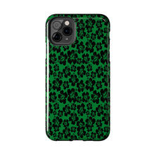 Load image into Gallery viewer, Black Hibiscus on Green iPhone Tough Phone Cases