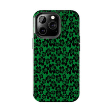 Load image into Gallery viewer, Black Hibiscus on Green iPhone Tough Phone Cases