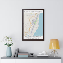 Load image into Gallery viewer, St. Vincent and the Grenadines Argyle International Airport Map Framed Print Poster, City Map Print Poster. Airport Map Print Poster, Road Map Print Poster, Framed Vertical Poster