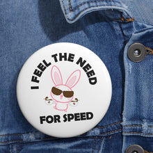 Load image into Gallery viewer, I Feel the Need for Speed Coffee Rabbit Pin – Hyper Bunny Energy Badge
