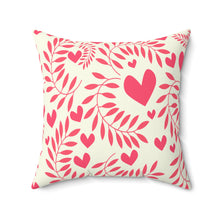 Load image into Gallery viewer, Spun Polyester Pink Hearts Square Pillow - Thanks For Your Love Mom