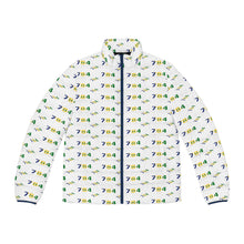 Load image into Gallery viewer, Area Code 784 Men's Puffer Jacket, "784 Vibes" White Puffer Jacket: Style Meets Vincentian Pride