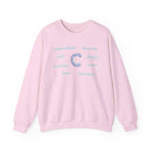 Load image into Gallery viewer, C Alphabet Sweatshirt, Alphabet Initial "C" Unisex Heavy Blend™ Crewneck Optimistic, Motivational, Mental Health Sweatshirt, Self-affirming Sweatshirt