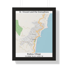 Load image into Gallery viewer, Framed Print Poster of Biabou village St. Vincent and the Grenadines Map