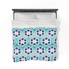 Load image into Gallery viewer, Blue Hexagon Velveteen Plush Blanket