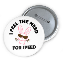 Load image into Gallery viewer, I Feel the Need for Speed Coffee Rabbit Pin – Hyper Bunny Energy Badge