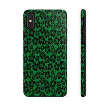 Load image into Gallery viewer, Black Hibiscus on Green iPhone Tough Phone Cases
