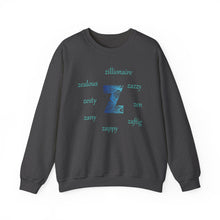 Load image into Gallery viewer, Z Alphabet Sweatshirt, Motivational, Mental Health, Alphabet Initial "Z" Unisex Heavy Blend™ Crewneck Sweatshirt, Self-affirming Sweatshirt
