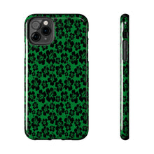 Load image into Gallery viewer, Black Hibiscus on Green iPhone Tough Phone Cases