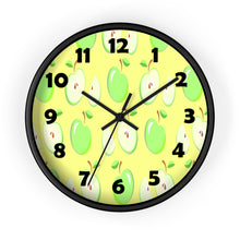 Load image into Gallery viewer, 10 inch round wall clock with green apples design