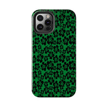 Load image into Gallery viewer, Black Hibiscus on Green iPhone Tough Phone Cases