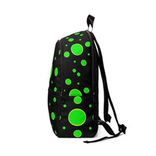 Load image into Gallery viewer, Unisex Fabric Backpack Green Polka Dots