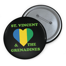 Load image into Gallery viewer, St. Vincent & the Grenadines Heart Pin – Black Background Caribbean Pride Accessory