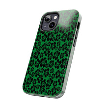 Load image into Gallery viewer, Black Hibiscus on Green iPhone Tough Phone Cases