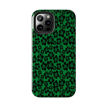 Load image into Gallery viewer, Black Hibiscus on Green iPhone Tough Phone Cases