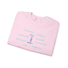 Load image into Gallery viewer, I Alphabet Sweatshirt, Optimistic, Mental Health, Motivational Alphabet Initial "I" Unisex Heavy Blend™ Crewneck Sweatshirt, Self-affirming Sweatshirt