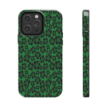 Load image into Gallery viewer, Black Hibiscus on Green iPhone Tough Phone Cases