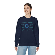 Load image into Gallery viewer, G Alphabet Sweatshirt, Motivational, Optimistic, Alphabet Initial "G", Mental Health Unisex Heavy Blend™ Crewneck Sweatshirt, Self-affirming shirt